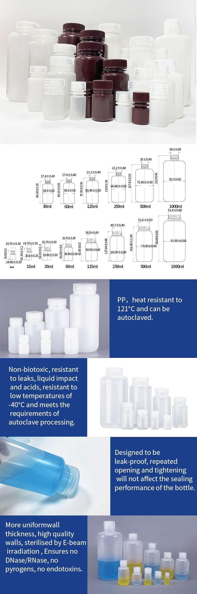 plastic wide mouth reagent bottles