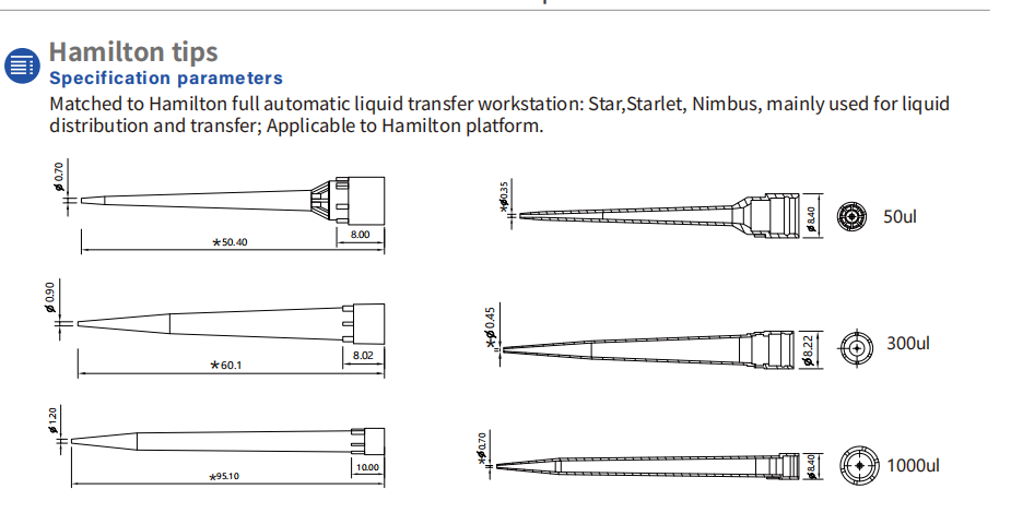 Black Hamilton robotic tips